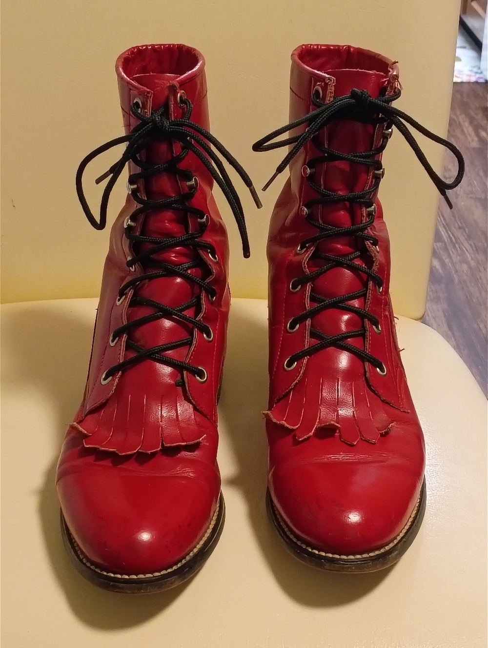 Diamond J Women's Red Retro Y2K Rockabilly 90s Western Cowgirl Boots 8 B